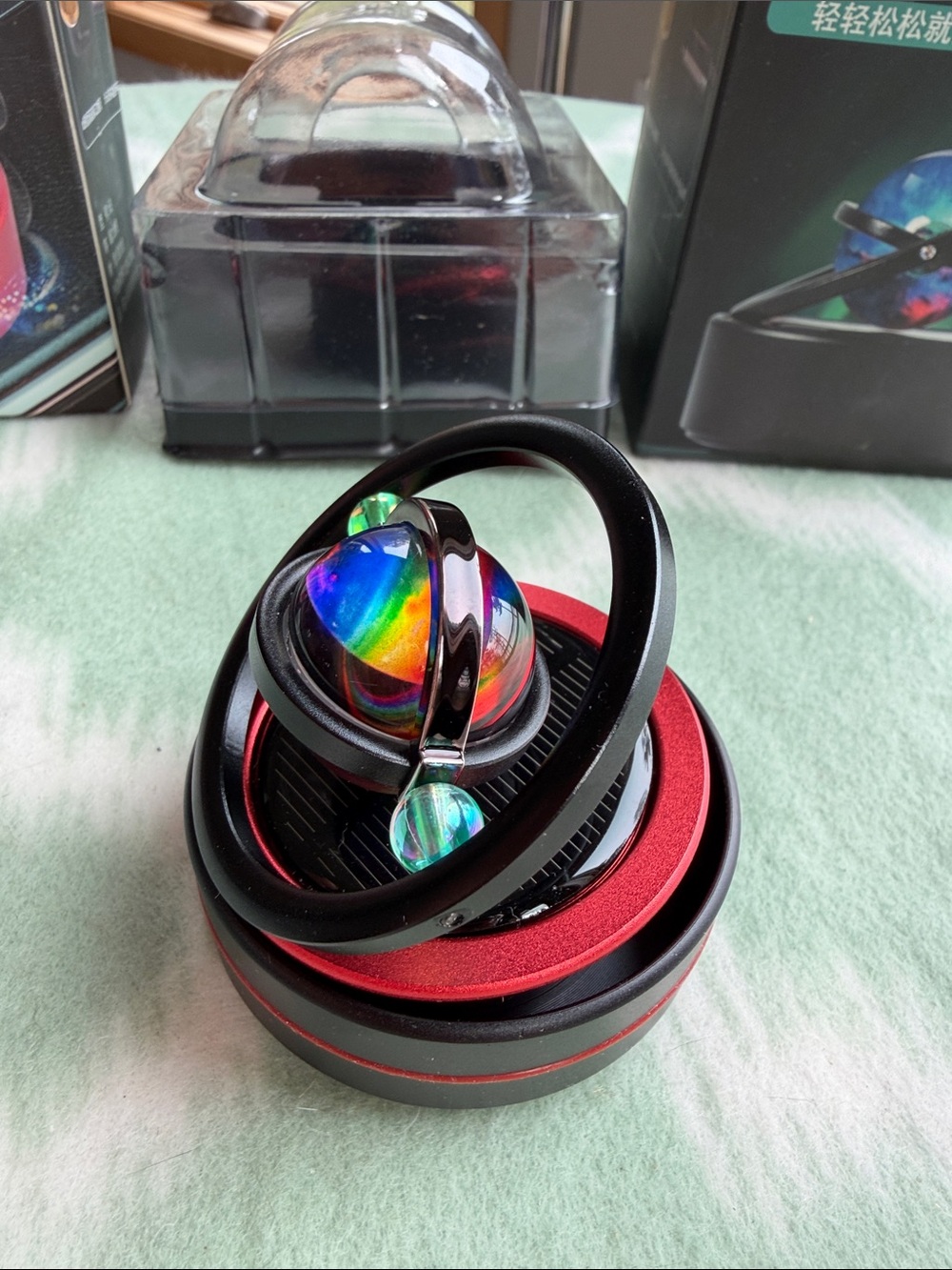 2 Dashboard Rotating Galaxy Metal Decor for scented refresherner - Black & Red